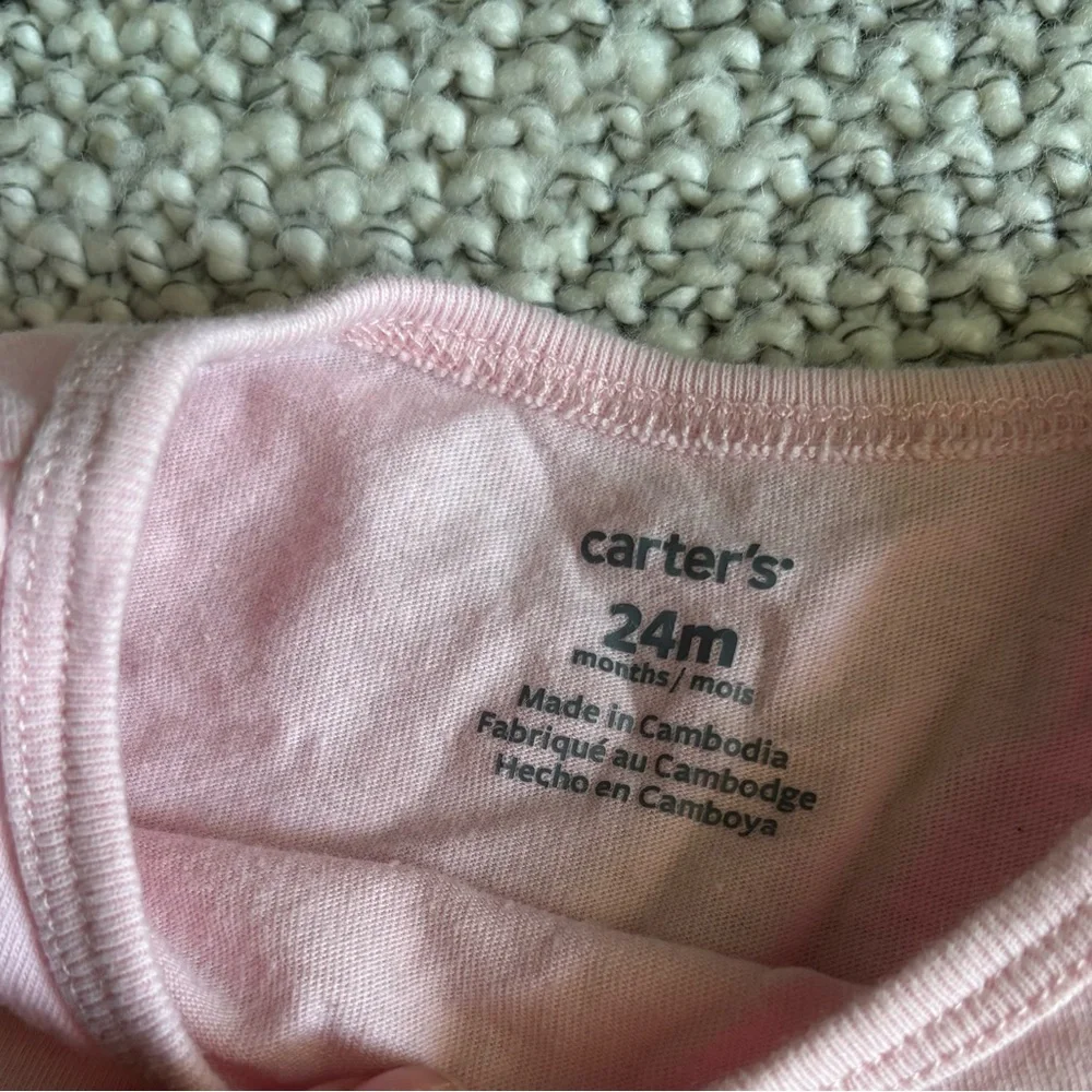 Carters Pink Cheetah Graphic Kids T-Shirt Tee size 24 month toddler girl